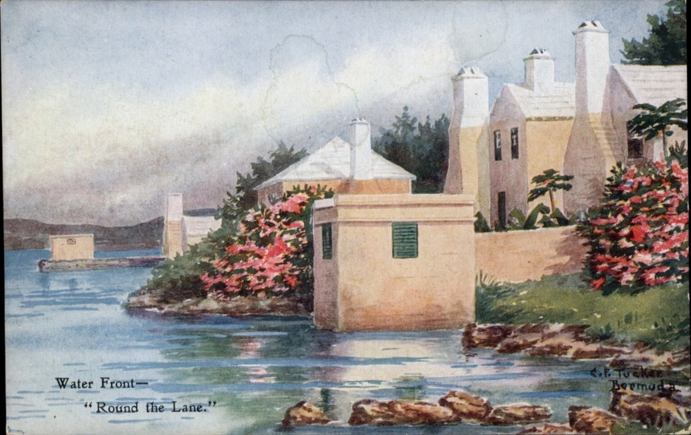 Water Front Round the Lane Hamilton Bermuda vintage postcard s705