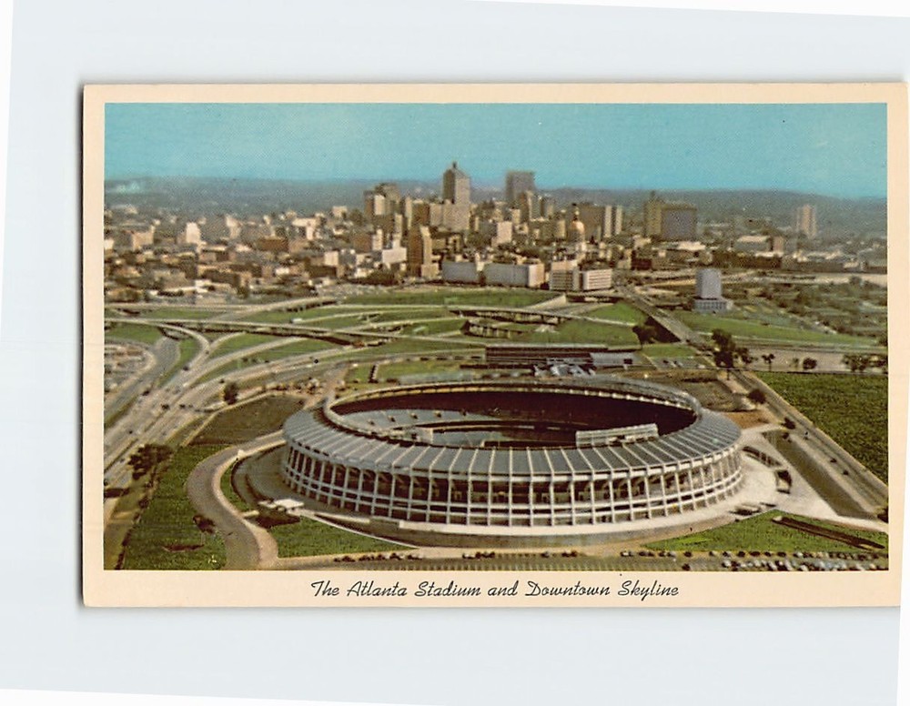 Postcard Aerial View of the Atlanta Stadium & Skyline Georgia USA