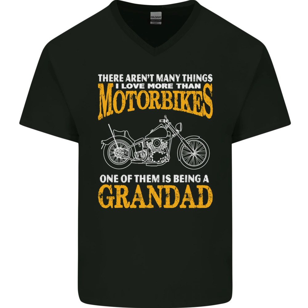 Being a Grandad Biker Motorcycle Motorbike Mens V-Neck Cotton T-Shirt