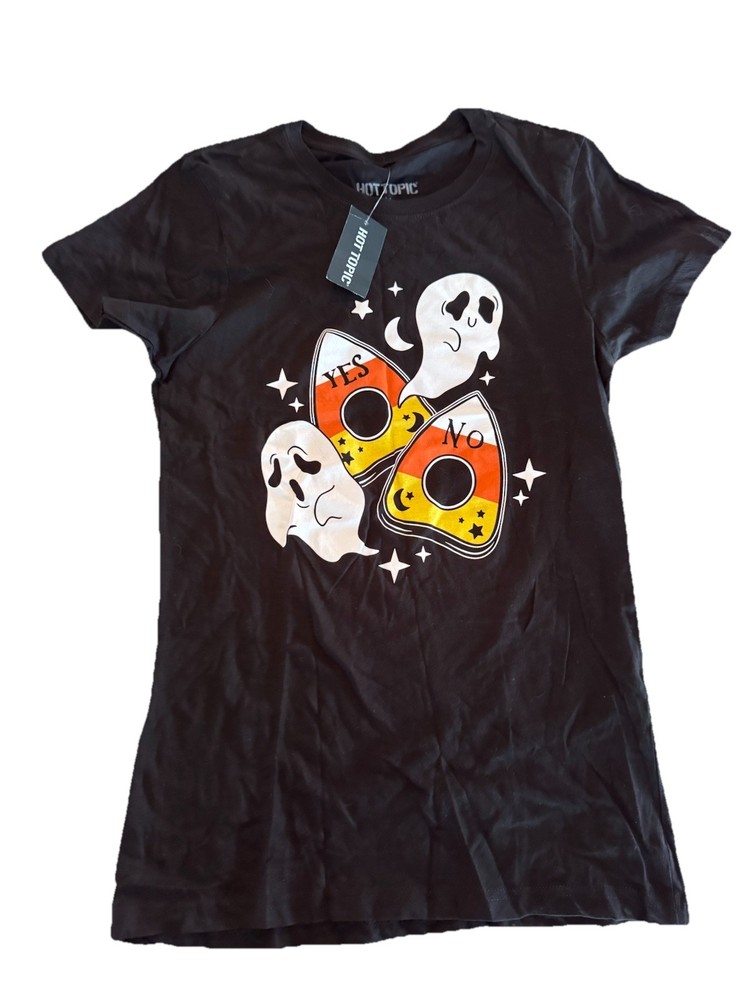 Hot Topic Candy Corn Halloween Plancheete Tee Ouija Ghost Size Medium NWT Cotton