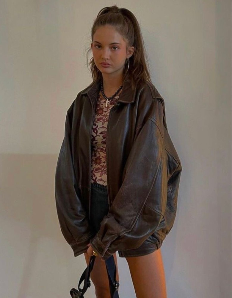Womens Oversized Leather Jacket Women’s Handmade Brown Leather Fashion Jacket