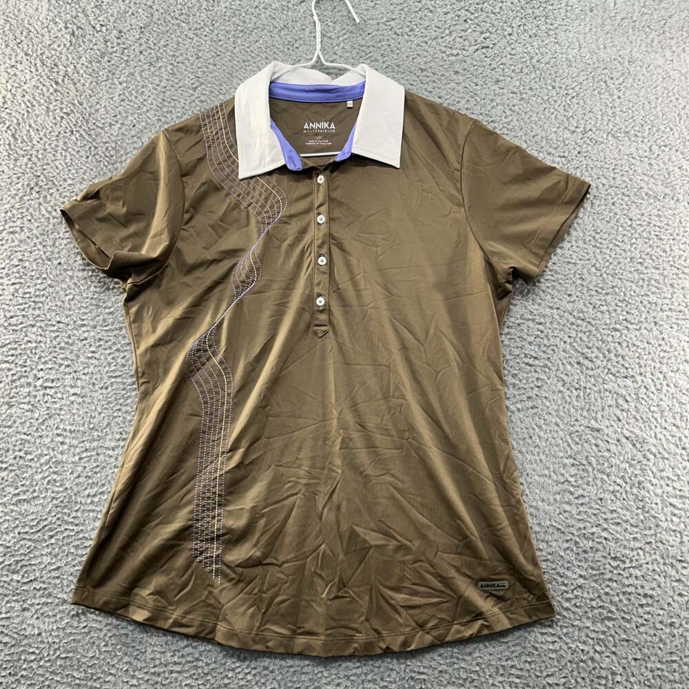 Annika Sorenstam Golf Polo Shirt Womens Large Cutter & Buck Brown