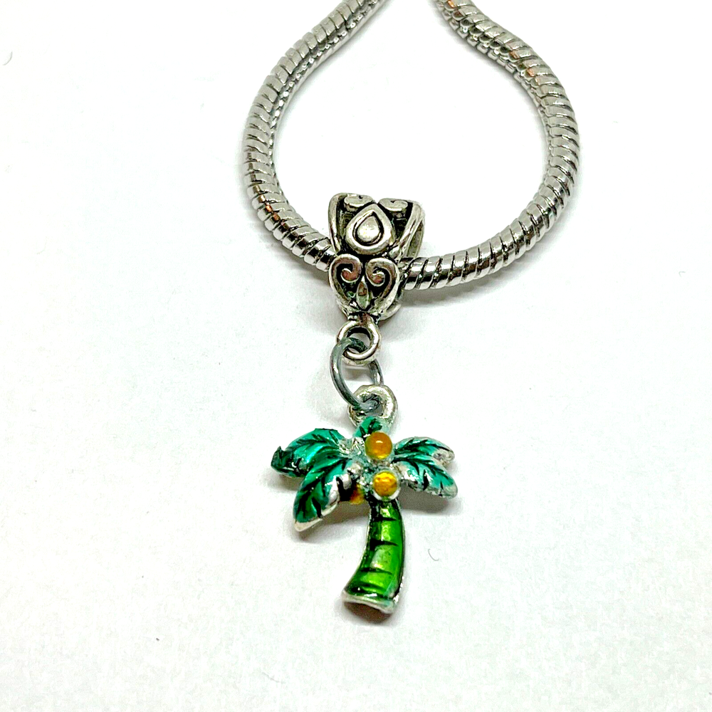 Palm Tree Vintage Retro Tropical Charm Dangle for European Bracelet or Necklace