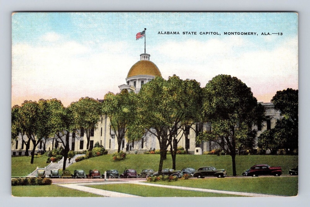Montgomery AL-Alabama, Alabama State Capitol, Antique Vintage Souvenir Postcard