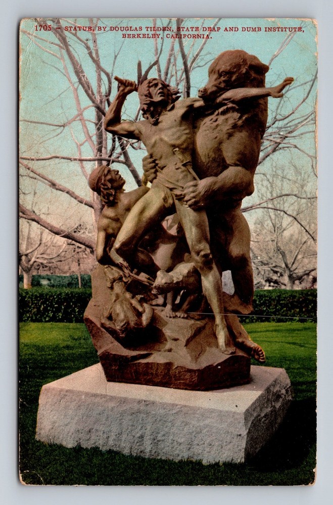 Berkeley CA-California Statue State Deaf & Dumb Institute, Vintage Postcard PC