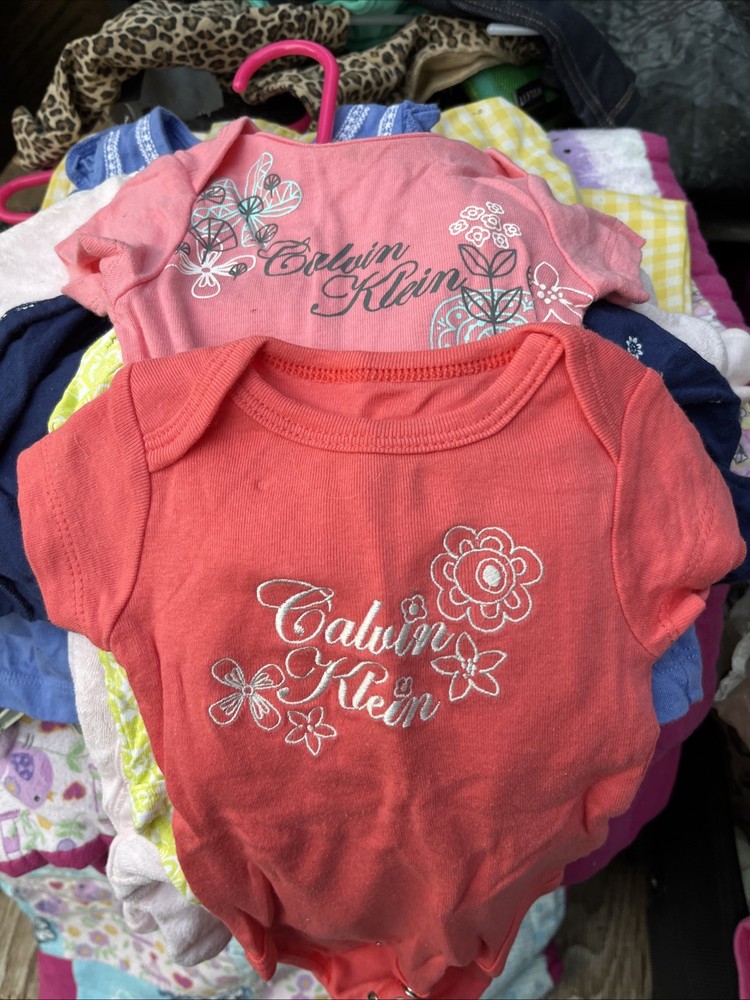 Calvin Klein Baby Girl Lot Of 2 Clothes One Piece Bodysuit Size 0/3 Months