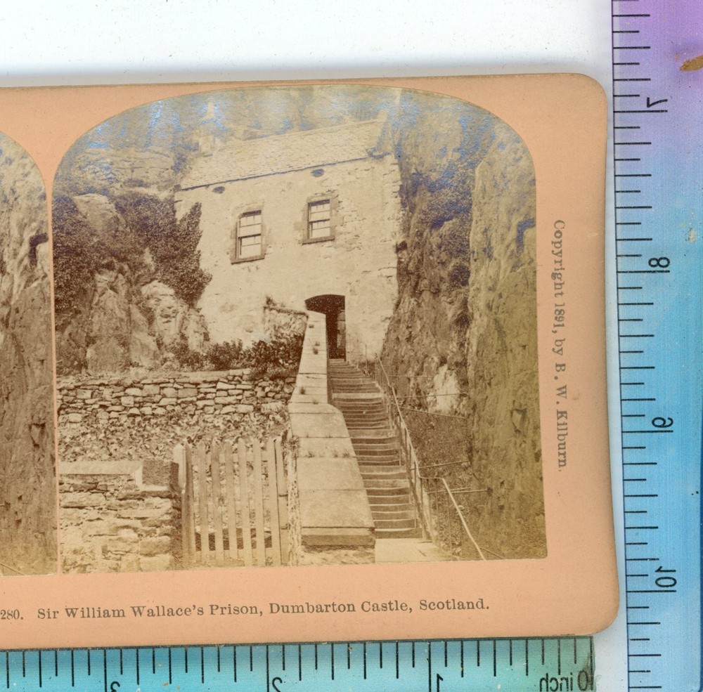 Dumbarton Castle Sir William Wallace Prison Scotland B.W. Kilburn Stereoview
