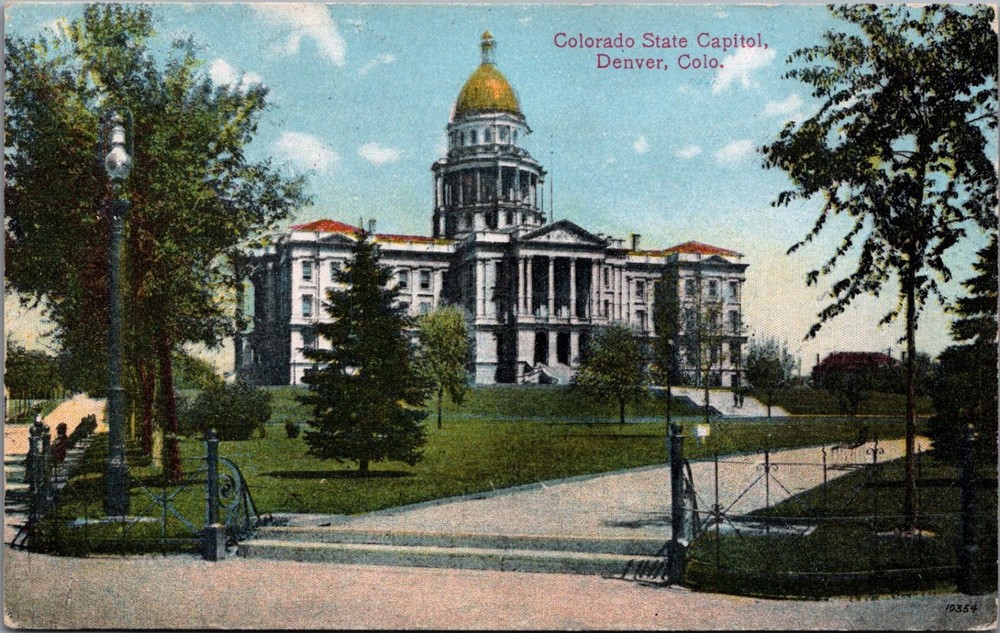 1918 Colorado State Capitol Denver Postcard Gold Dome Buffalo Creek Postmark