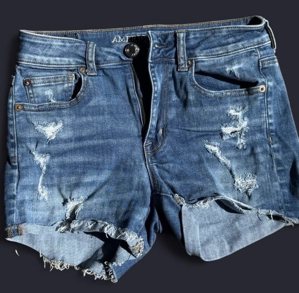 American Eagle Outfitters Super Stretch Distressed Denim Shorts Blue Size 4