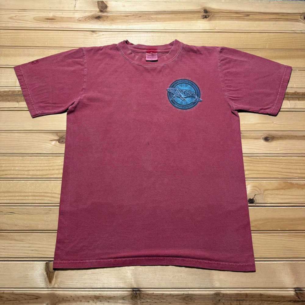 Vintage 90s Whale Ocean Paradise Red Dyed Surf Hawaiian Graphic T-Shirt - Small