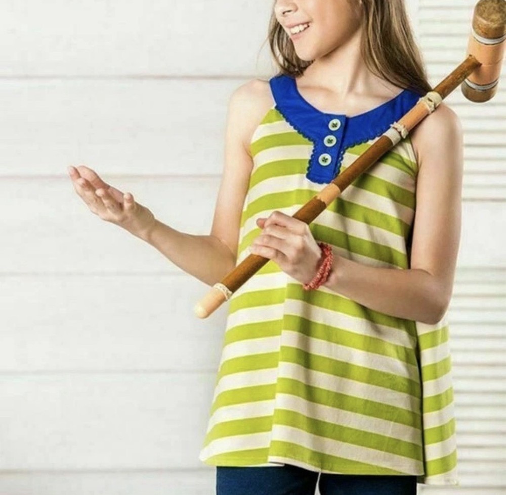Matilda Jane 435 Adventure Begins Trampolining Striped Tank Top Blouse Size 14