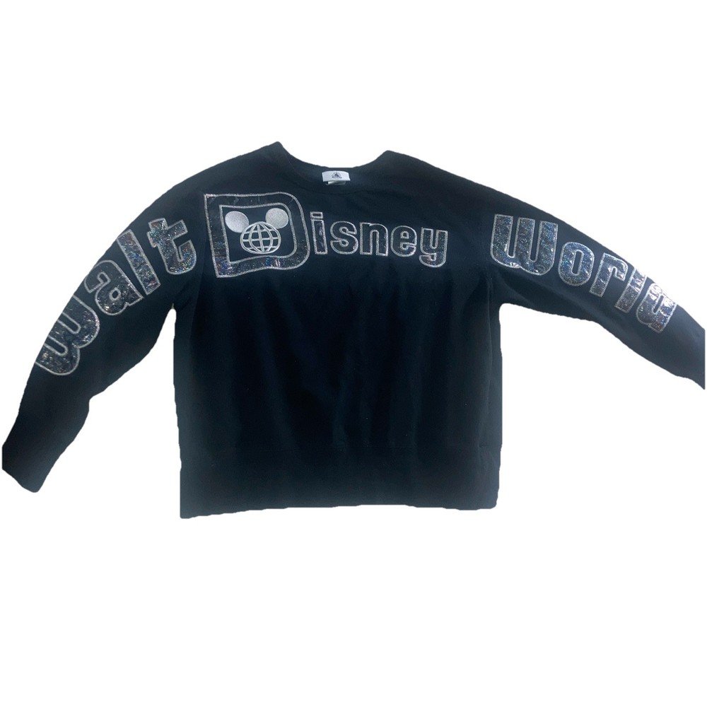 Disney World Black Glitter Long Sleeve T-Shirt Youth Size Large  
