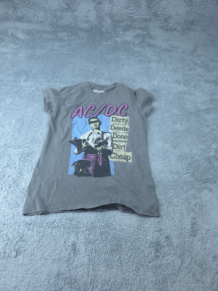 AC/DC Shirt Mens Medium Gray Dirty Deeds Done Dirt Cheap Band Rock Tee Music UK