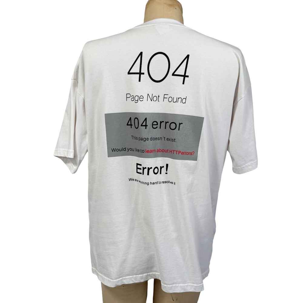 VETEMENTS Loading Error 404 Graphic T Shirt White Mens M Oversized Short Sleeves