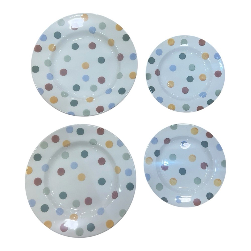 EMMA BRIDGEWATER - Polka Dot Plate 4 Pc Lot 6.5” Salad (2) 8.5” Lunch (2) NEW