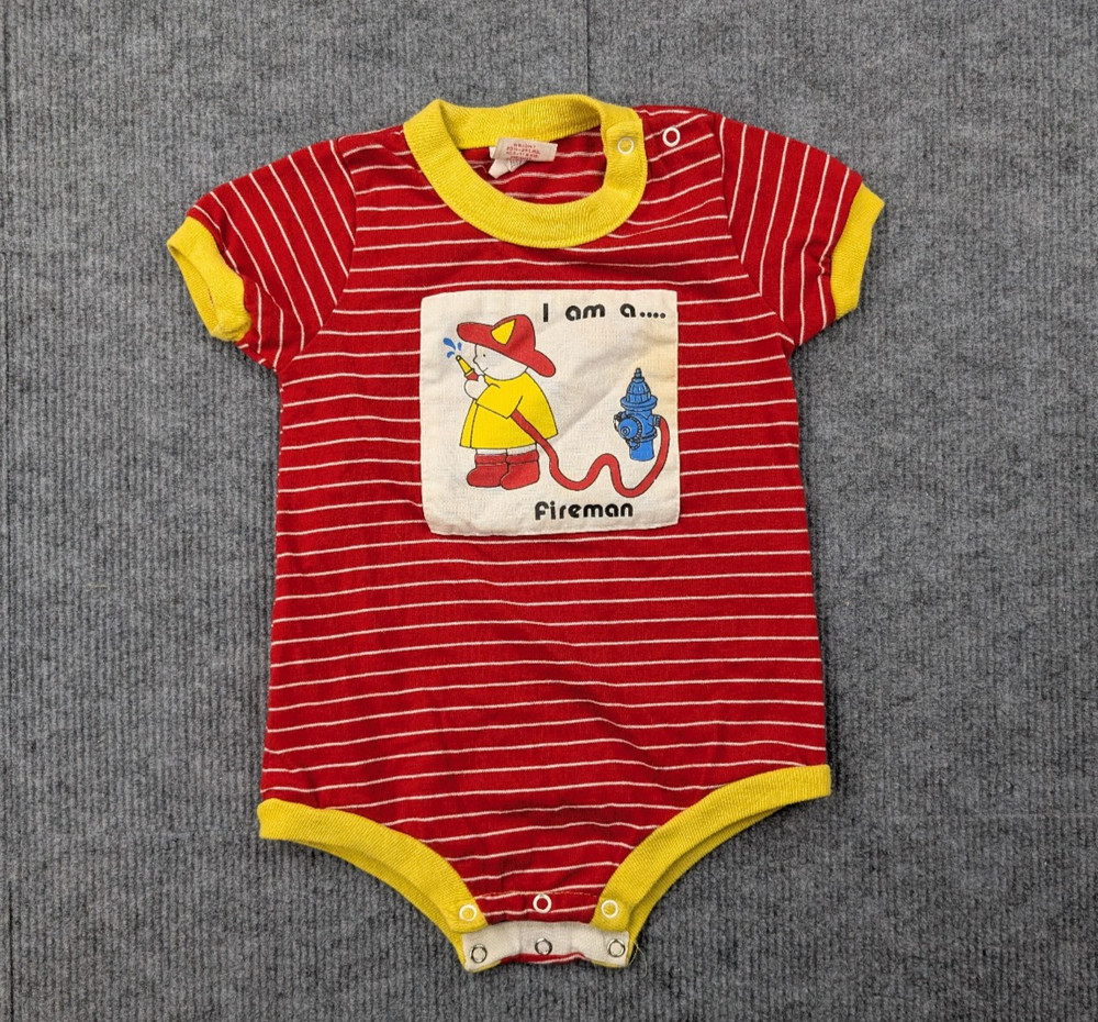 Vintage Buster Brown One Piece Baby 18M Retro I Am A Fireman Novelty Romper 80s