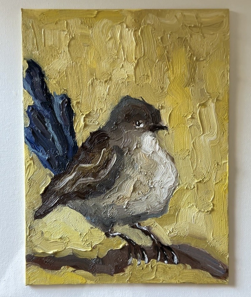 Original Impressionist Oil Painting Bird Animal Art Canvas Nature Contemporary