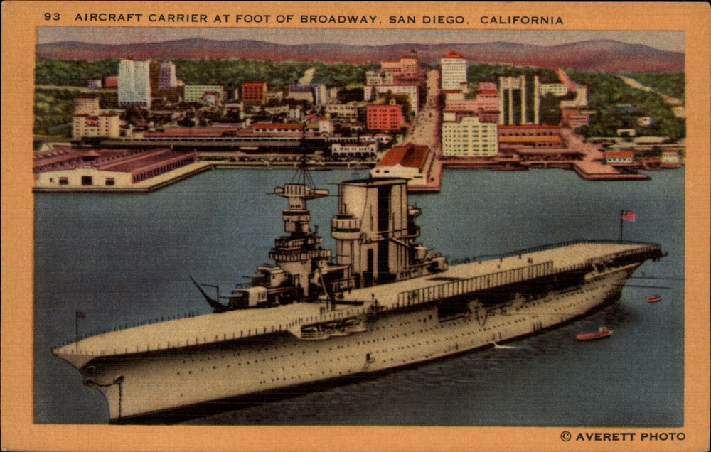 Aircraft Carrier San Diego California vintage postcard US Navy h984