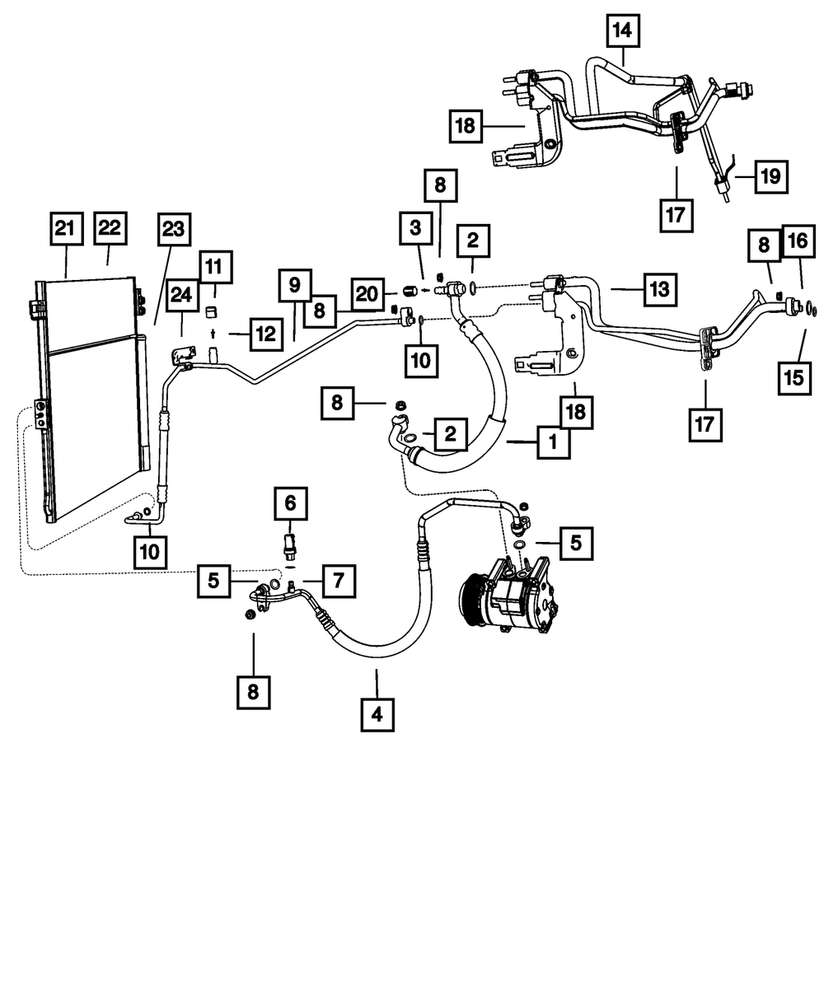 Genuine Mopar A/C Suction And Liquid Line 68105596AB