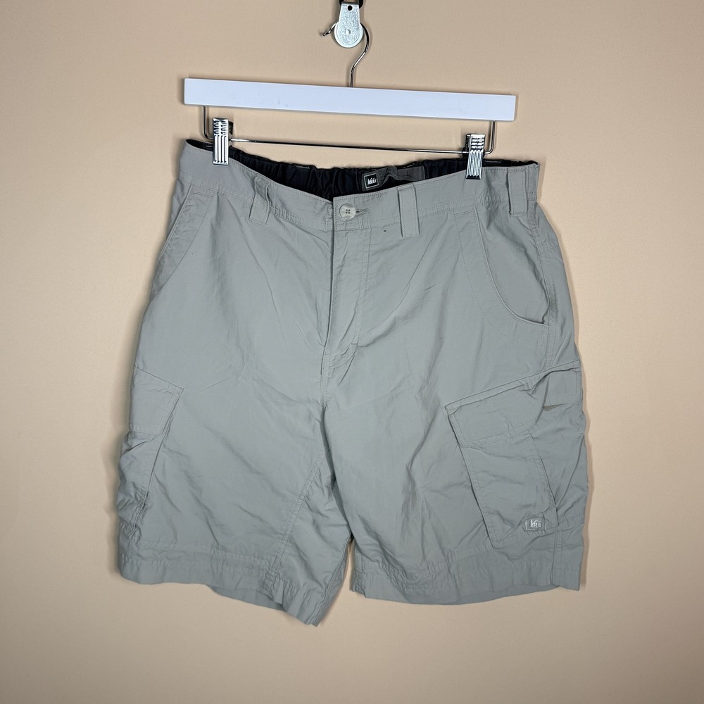Vintage REI Khaki Cargo Hiking Shorts Nylon Men's Size Large L VTG