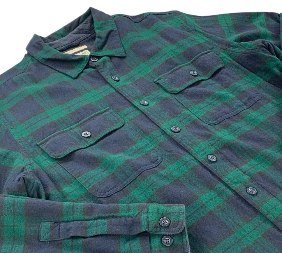LL Bean Mens Large Tall Green Tartan Plaid Fleece Shacket Flannel Shirt Jacket
