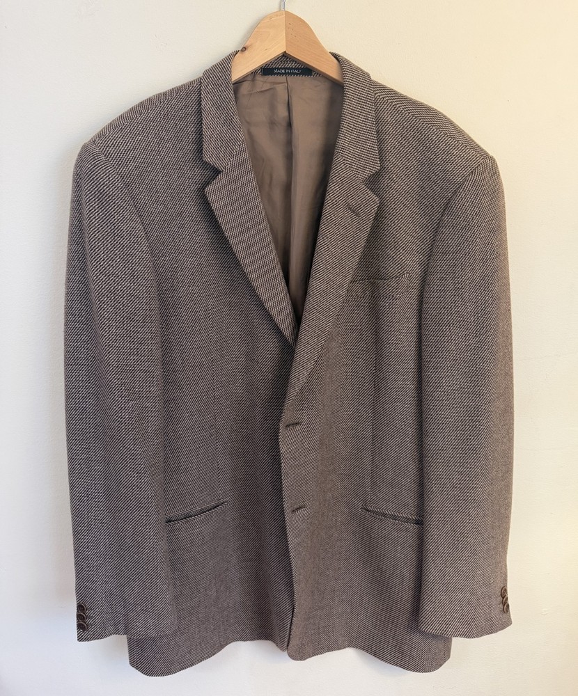 Armani Collezioni 100% Cashmere Brown Herringbone Blazer Men’s 44L Italy 1B36E0