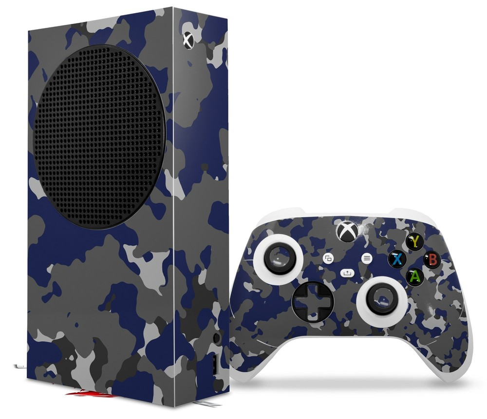 Skins XBOX Series S Console Controller Old School Camouflage Camo Blue Navy