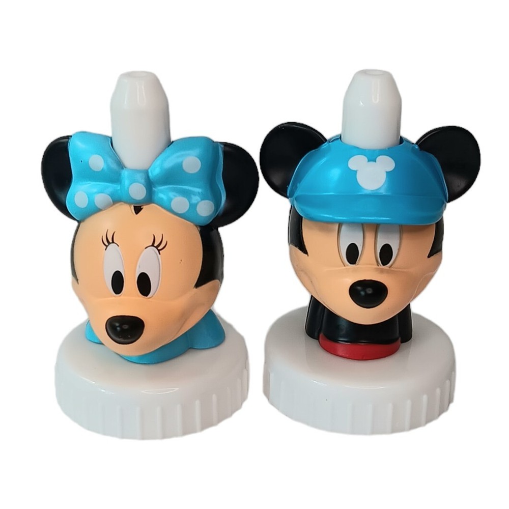 Good 2 Grow Mickey Mouse Minnie Mouse Juice Toppers Blue Bow Blue Hat Set Of Two
