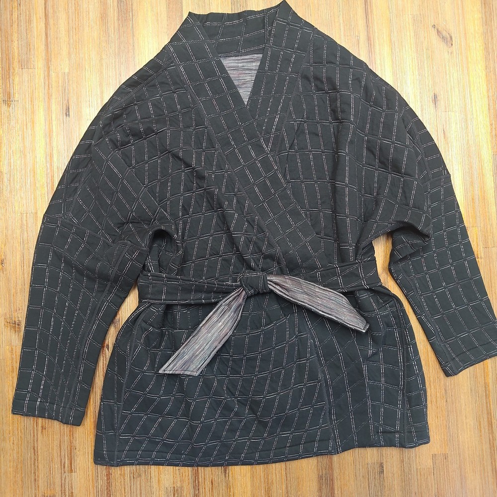 Nike Therma Fit Luxe Yoga Kimono Jacket Jacquard Oversized Reversible Black L