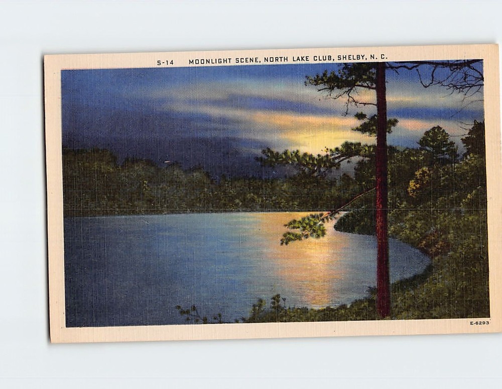 Postcard Moonlight Scene North Lake Club Shelby North Carolina USA