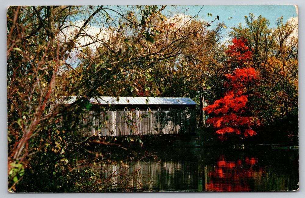Lowell, Michigan - Fallasburg Covered Bridge - Chrome Postcard F