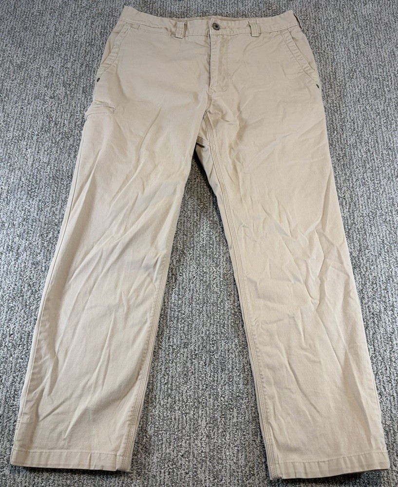 Duluth Trading Co Mens Pants Flex Ballroom Khakis Trim Fit 32x30* Beige Tan