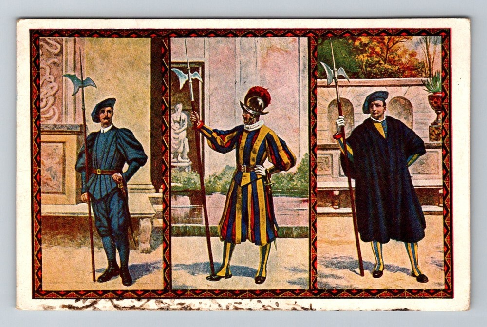 Rome Italy- Vatican Swiss Guards Souvenir Old Postal Card Vintage c1934 Postcard