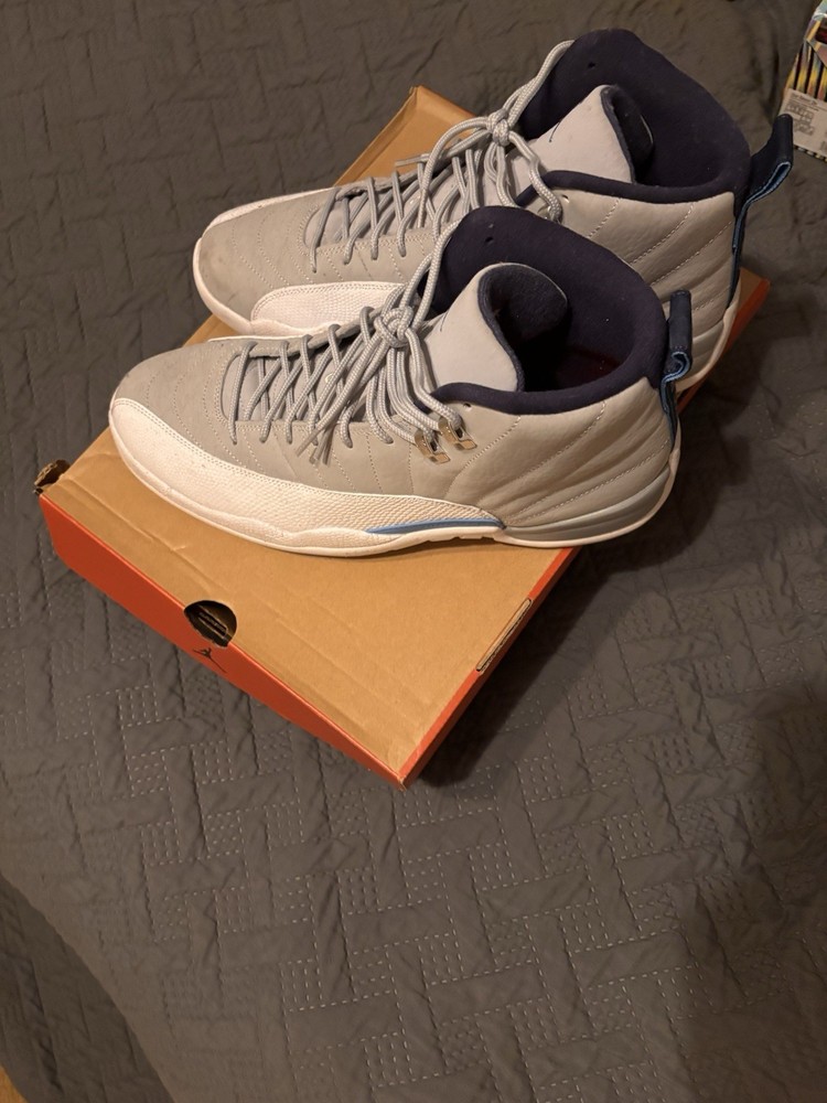 Air Jordan 12 Men's- White, Gray And Blue Size 12