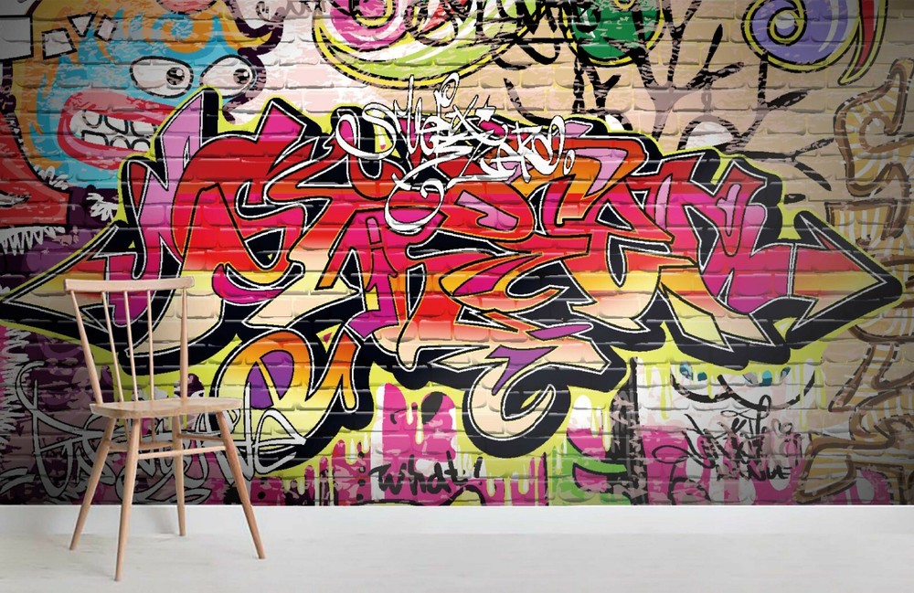 3D Red Abstract Graffiti Wall Murals Wallpaper Murals Wall Sticker Wall prin-image