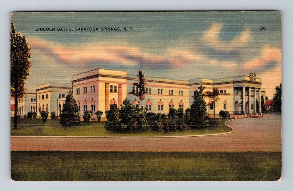 Saratoga Springs NY-New York, Lincoln Baths, Vintage Postcard