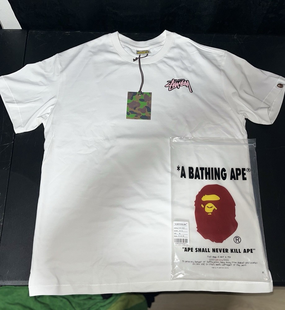 Bape X Stussy Collab T-Shirt Size Extra Large Brand New