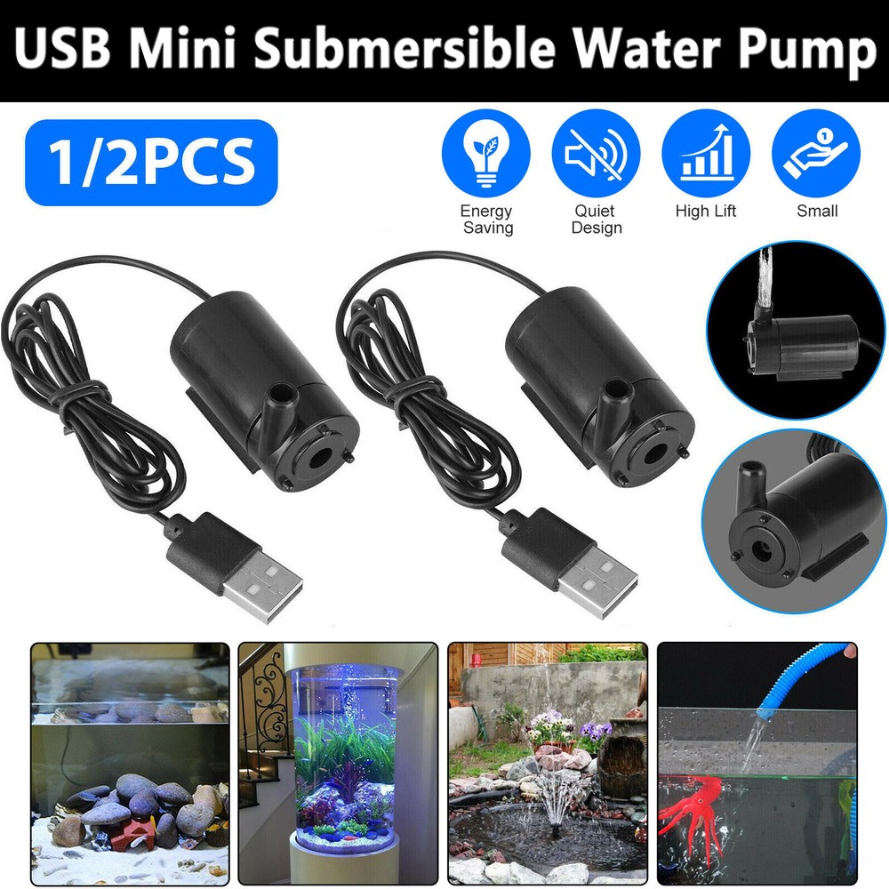 Small Water Pump Mini Mute Submersible USB 5V 1M Cable Garden Home Fountain Tool