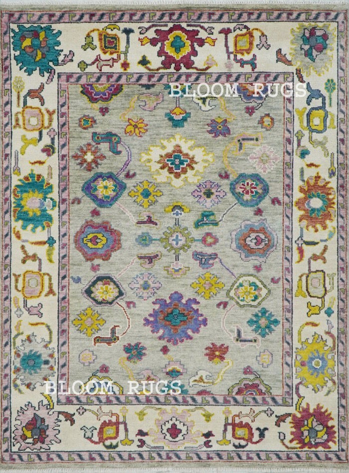Wool Rug | 8x10 Hand Knotted Gray Transitional Oushak Customizable Wool Area Rug