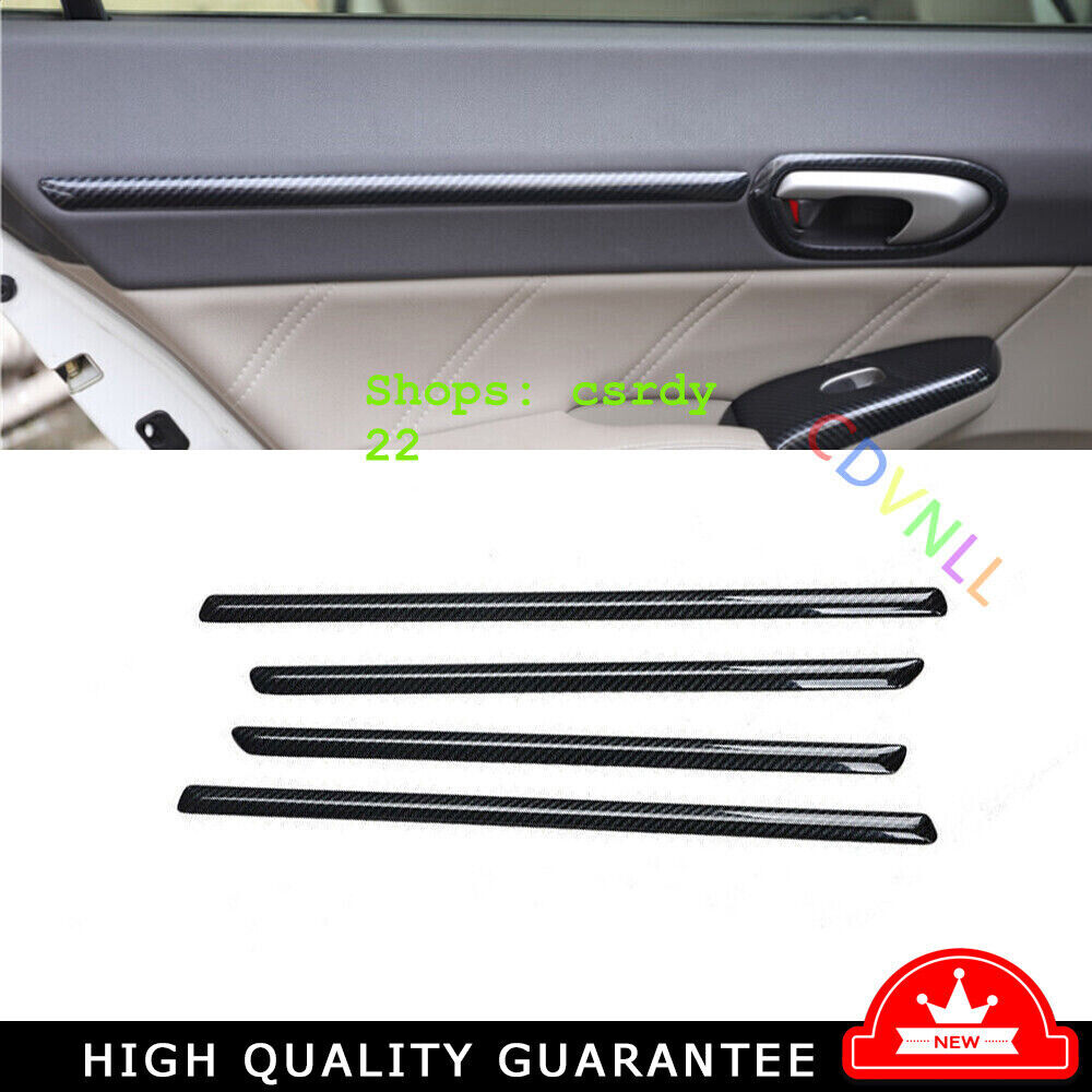 Inner Door Panel Strip Trim 4PCS Fit For Honda Civic 8th 2006-2011 Carbon Fiber