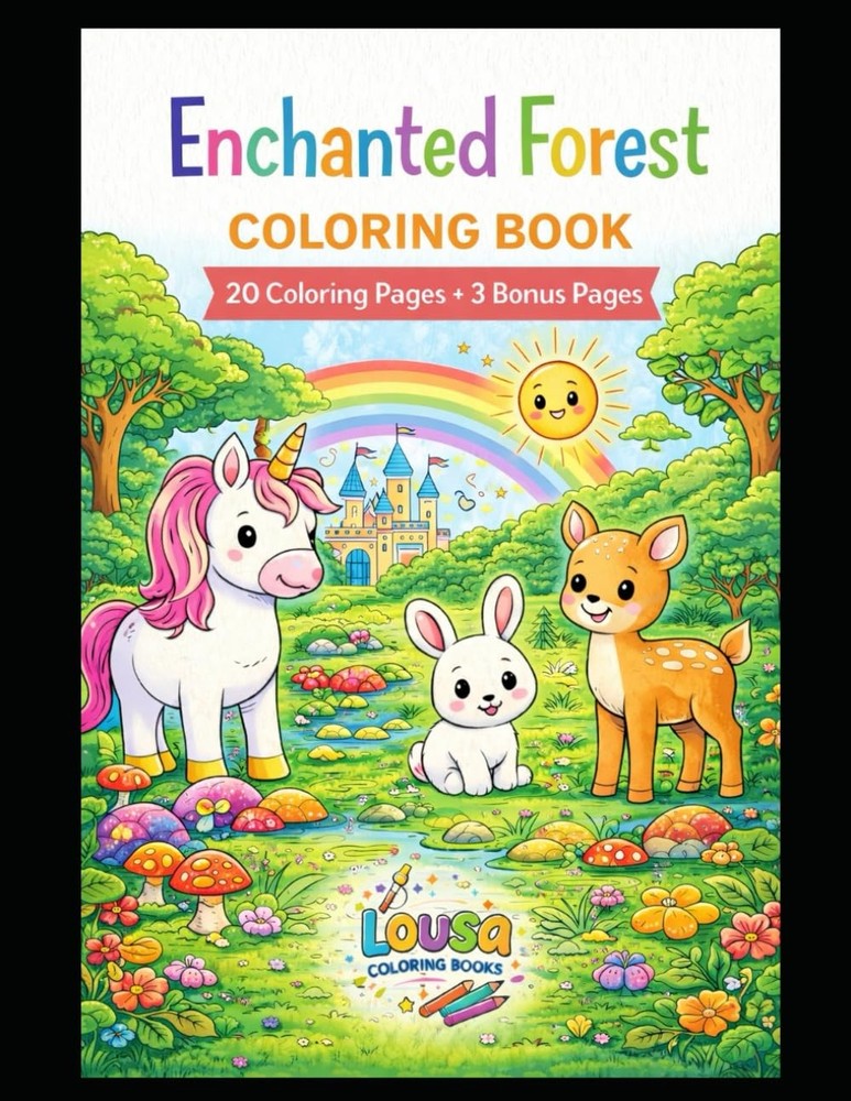 Enchanted Forest Coloring Book: Cute Animals and Magical Scenes for Kids