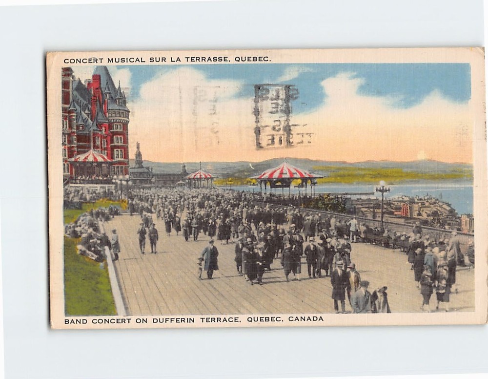 Postcard Band Concert on Dufferin Terrace Quebec Canada