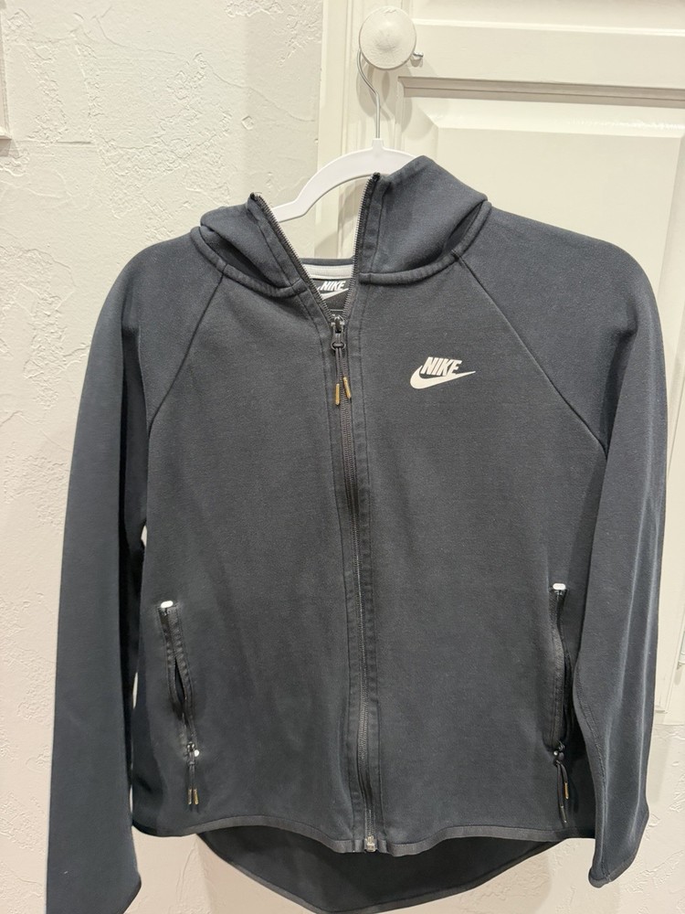 Nike Sportswear Women’s Black Fleece Full Zip Hoodie Zippered Pockets M