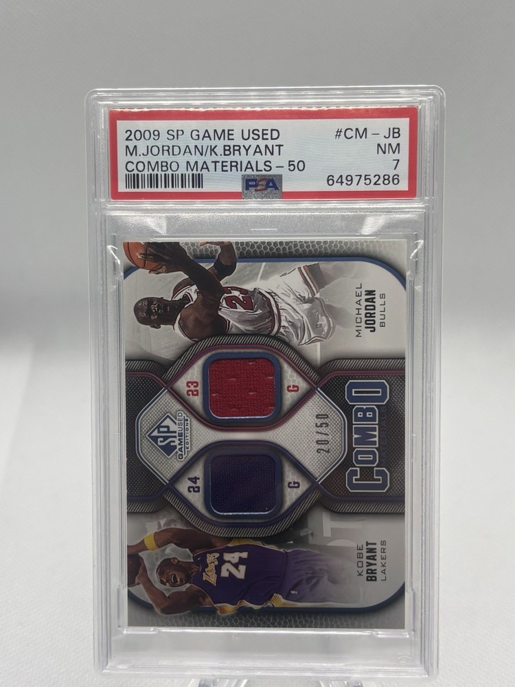 2009 SP Game Used Jordan Kobe Combo Materials 20/50 #CM-JB NEAR MINT PSA 7 SSP