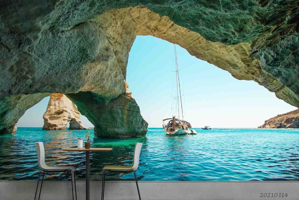 3D Sea Cave Landscape Wall Murals Wallpaper Murals Wall Sticker