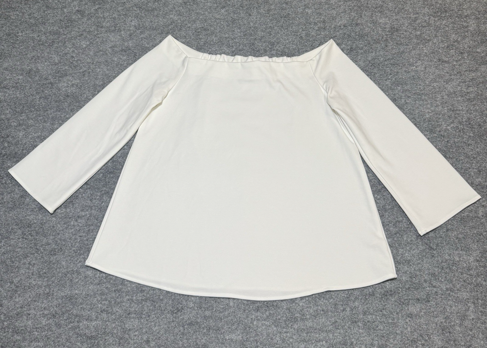 Tuckernuck Miranda Off Shoulder Blouse Women’s Size L Stretch White Knit Preppy