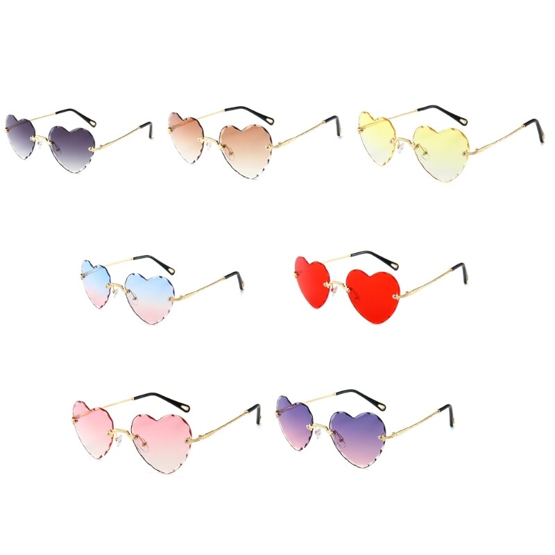 Stylish Women Rimless Heart Sunglasses for Bachelorette Party  