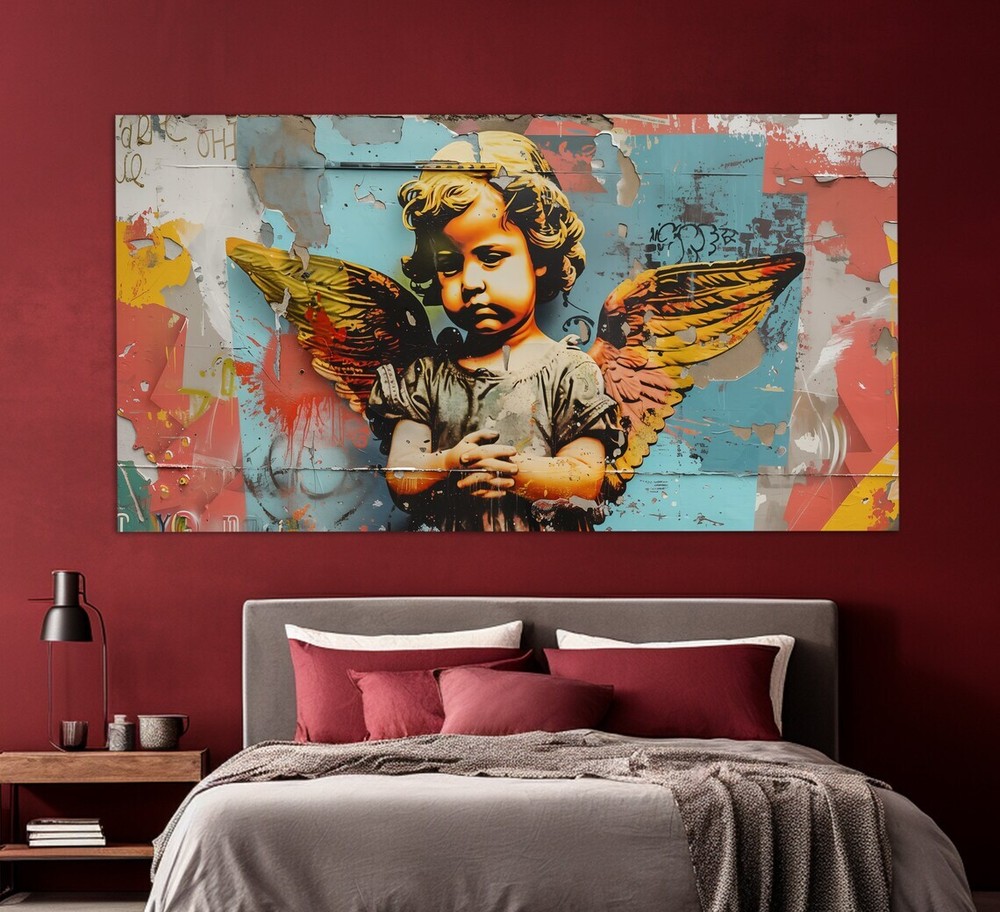 Abstract Little Angel Graffiti Paint Wall Art Canvas Unframed Print Art-image