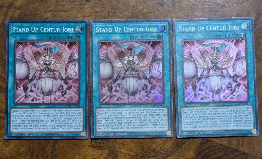 3x Yu-Gi-Oh! Stand Up Centur-Ion 1st Ed VASM-EN020 Super Rare NM Playset