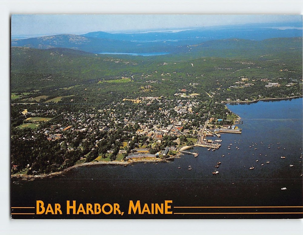 Postcard Aerial View Bar Harbor Maine USA